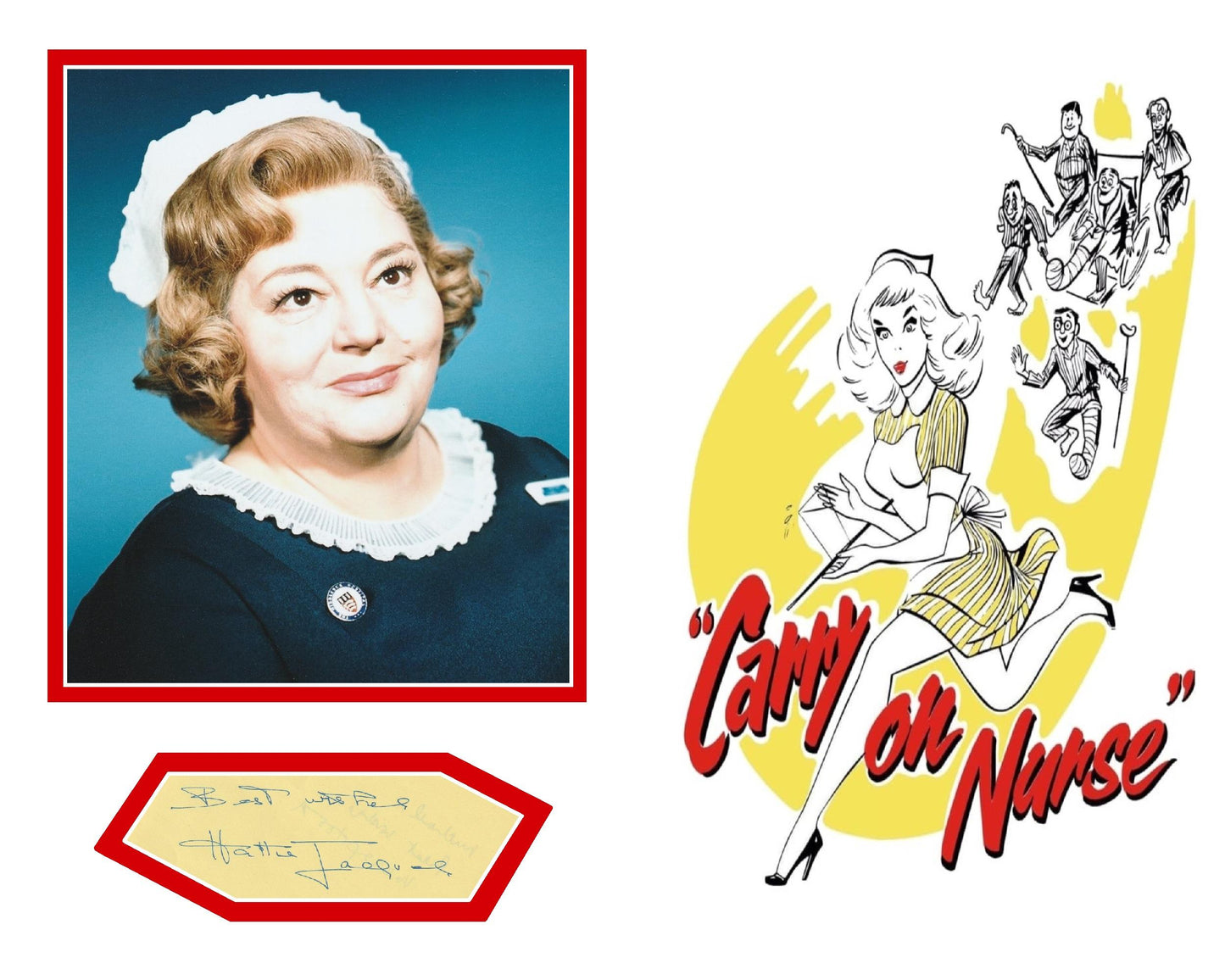 HATTIE JACQUES SIGNED CARRY ON PHOTO MOUNT