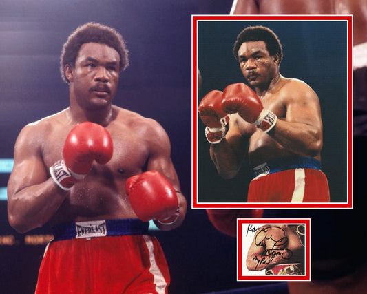GEORGE FOREMAN SIGNED BOXING PHOTO MOUNT