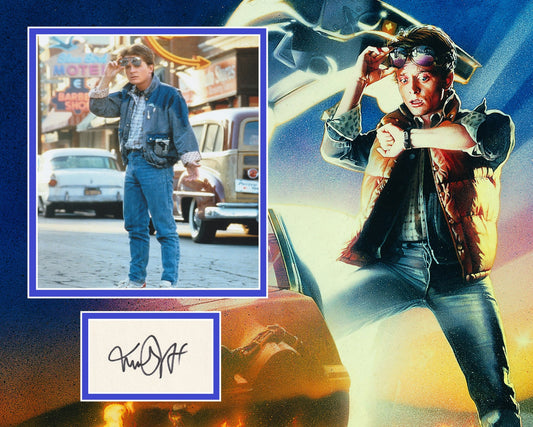 MICHAEL J FOX SIGNED BACK TO THE FUTURE PHOTO MOUNT