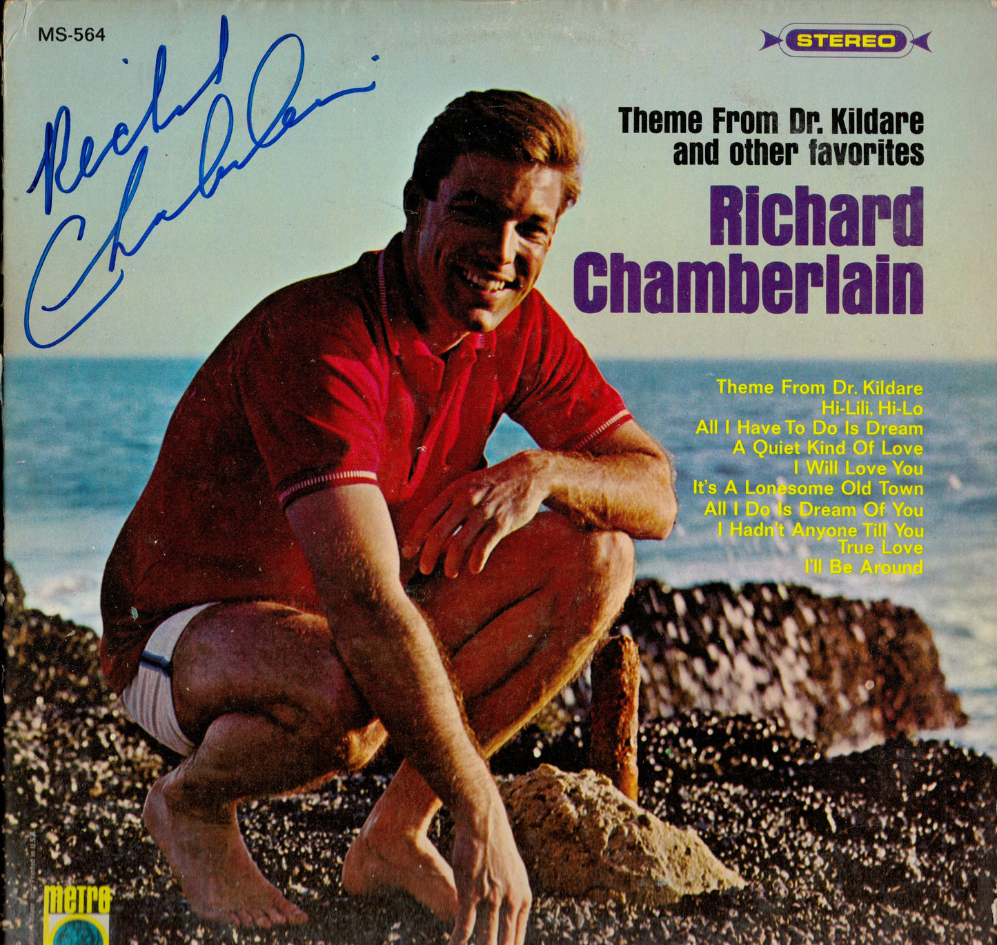 RICHARD CHAMBERLAIN SIGNED ALBUM COVER