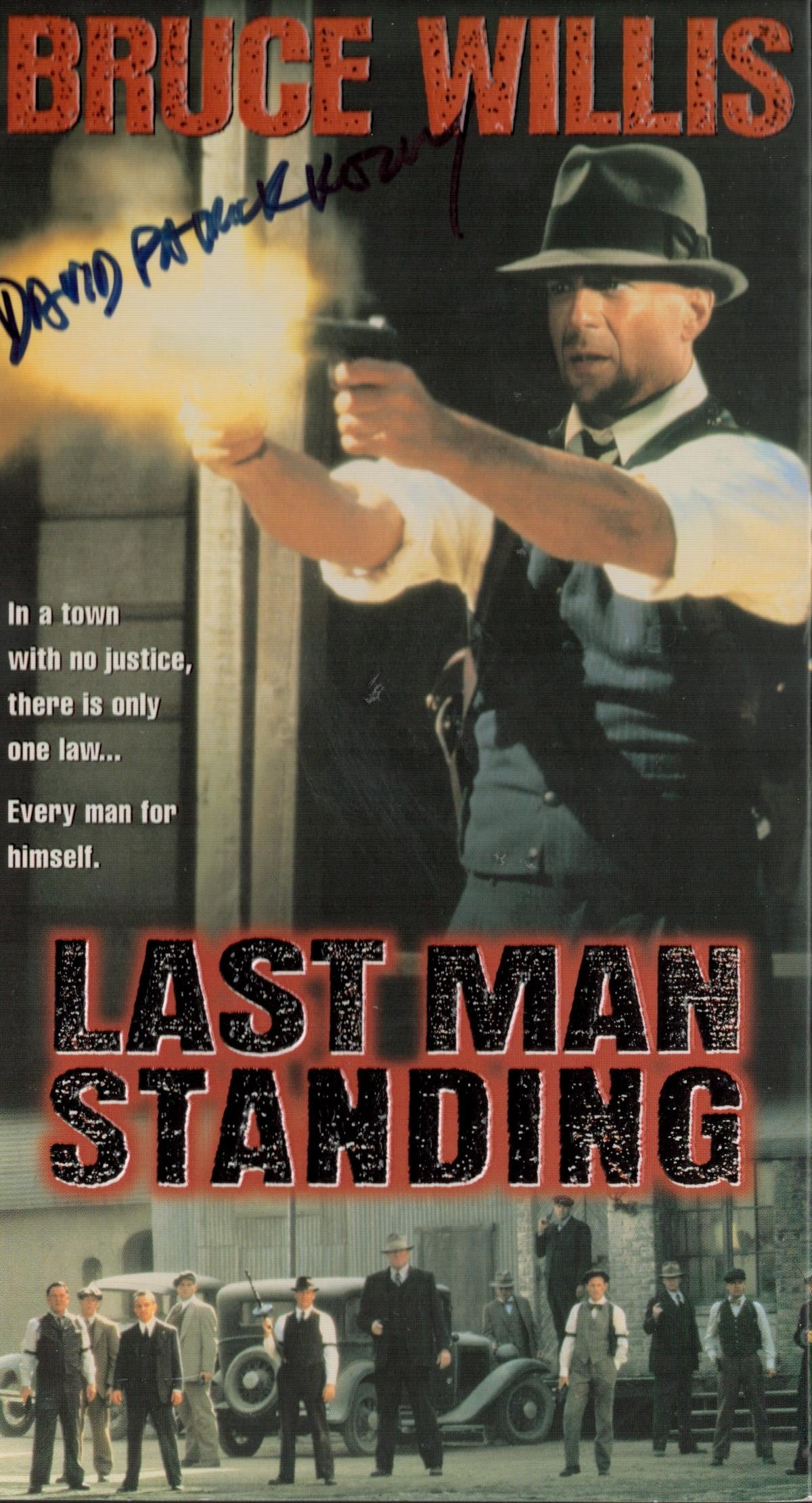 LAST MAN STANDING SIGNED USA VIDEO CASSETTE COVER BY DAVID PATRICK KELLY