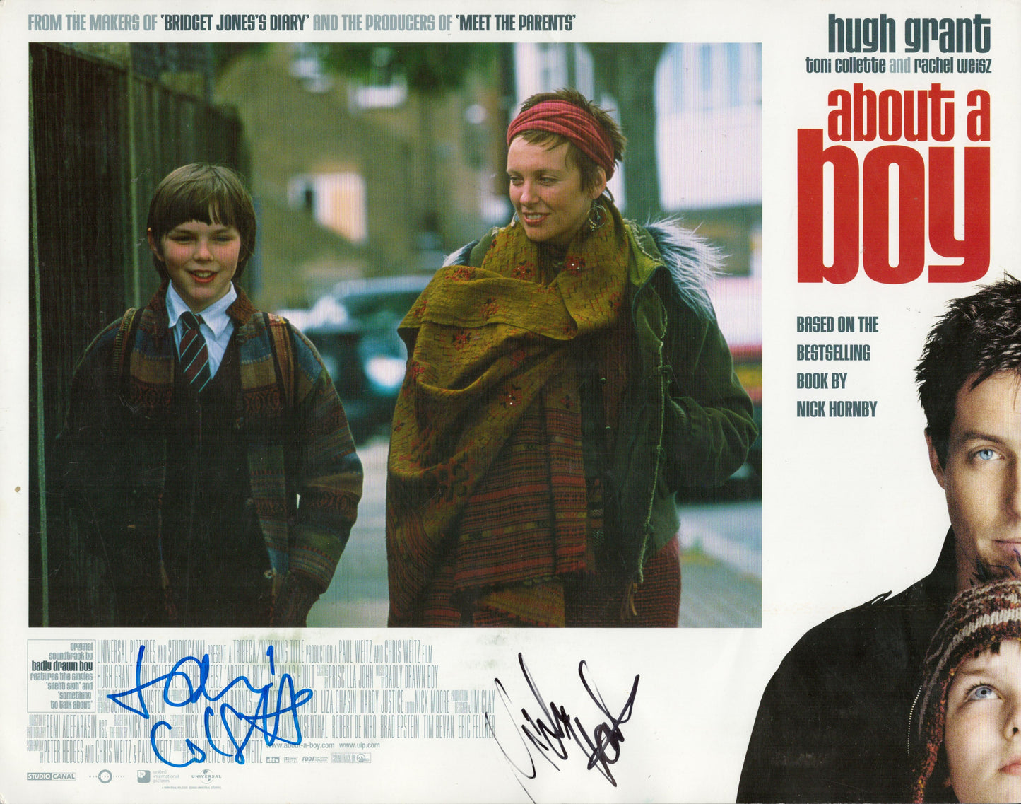 NICHOLAS HOULT AND TONI COLLETTE SIGNED LARGE ABOUT A BOY PHOTO