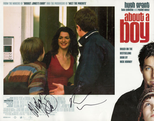 NICHOLAS HOULT AND RACHEL WEISZ SIGNED LARGE ABOUT A BOY PHOTO