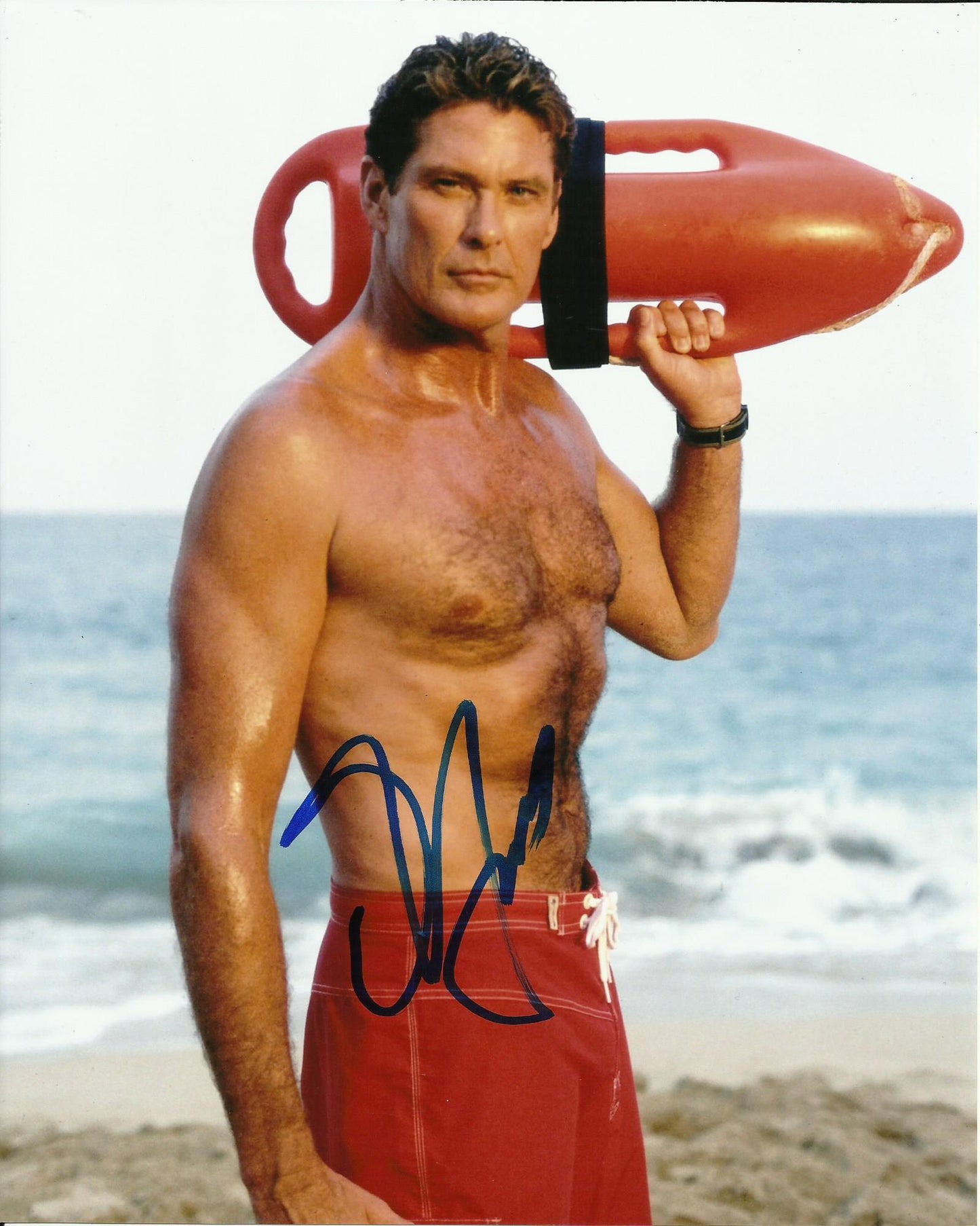 DAVID HASSELHOFF SIGNED BAYWATCH 8X10 PHOTO