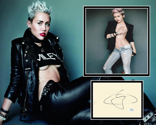 MILEY CYRUS SIGNED SEXY PHOTO MOUNT (1) ALSO ACOA