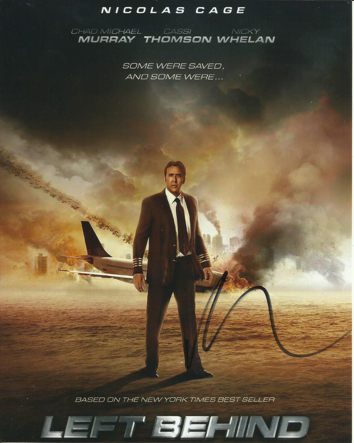NICOLAS CAGE SIGNED LEFT BEHIND 8X10 PHOTO