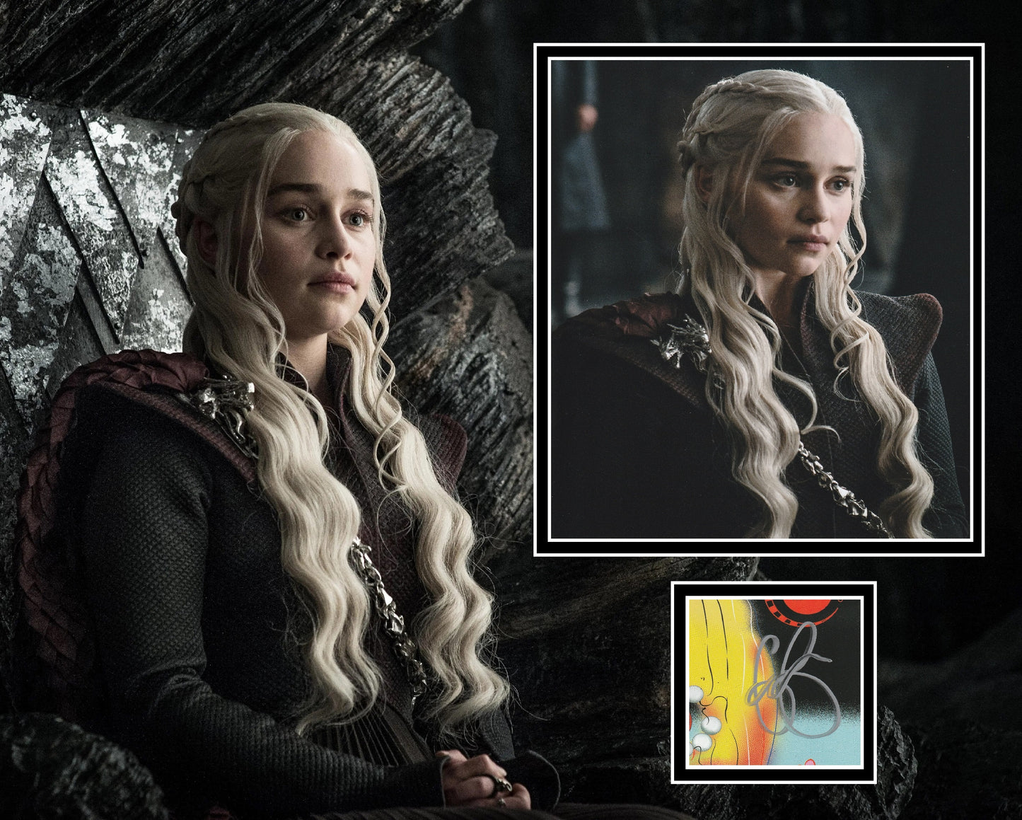 EMILIA CLARKE SIGNED GAME OF THRONES PHOTO MOUNT (1)
