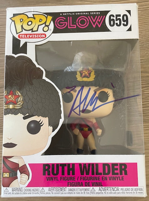 ALISON BRIE SIGNED RUTH WILDER GLOW FUNKO POP ALSO SWAU