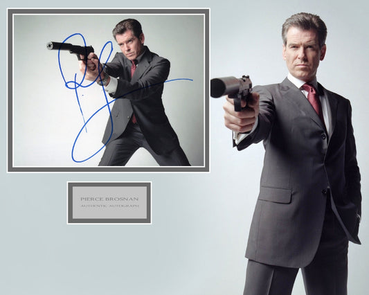 PIERCE BROSNAN SIGNED JAMES BOND PHOTO MOUNT
