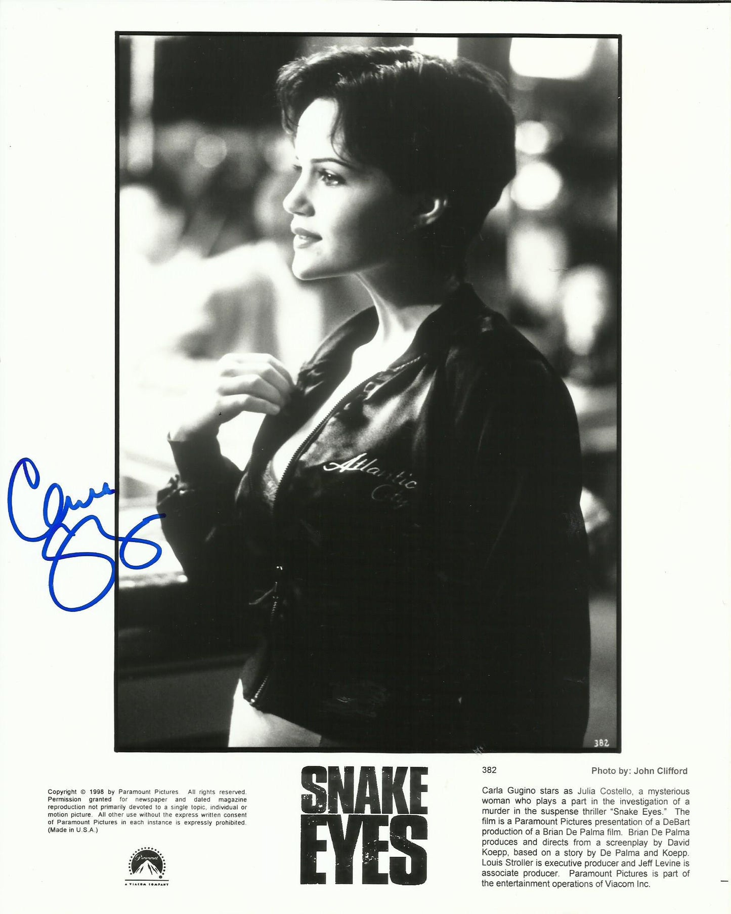CARLA GUGINO SIGNED SNAKE EYES 10X8 PHOTO (1)