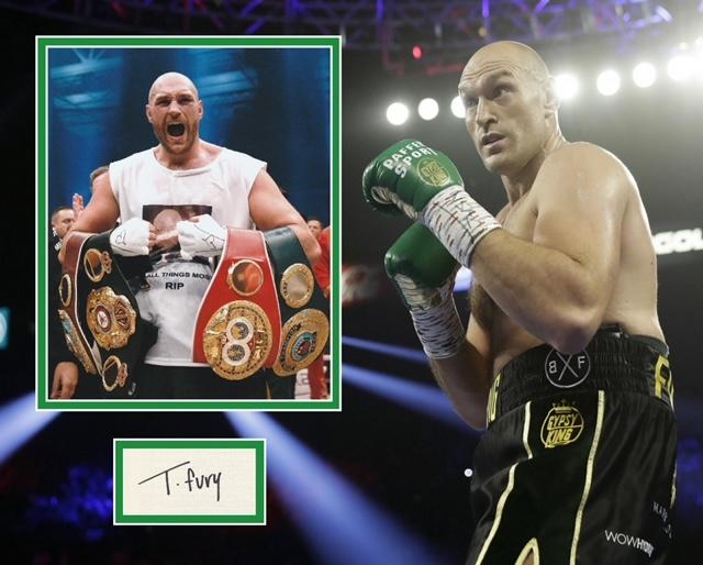 TYSON FURY SIGNED BOXING PHOTO MOUNT