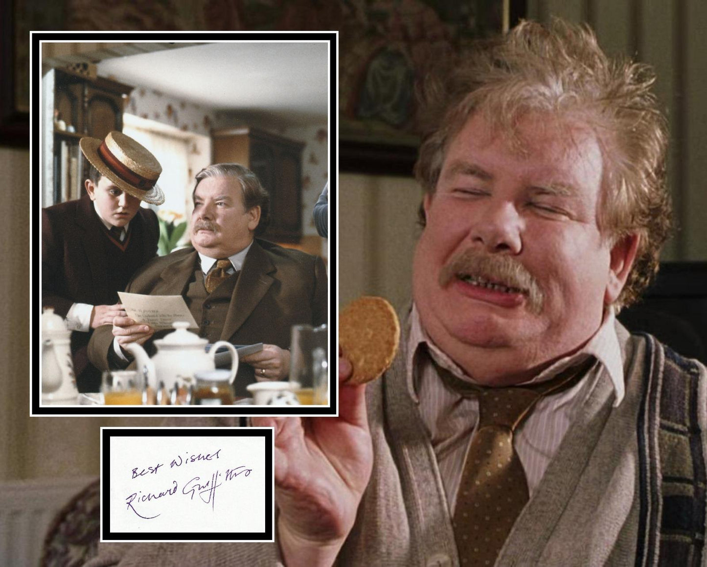 RICHARD GRIFFITHS SIGNED HARRY POTTER PHOTO MOUNT ALSO SWAU