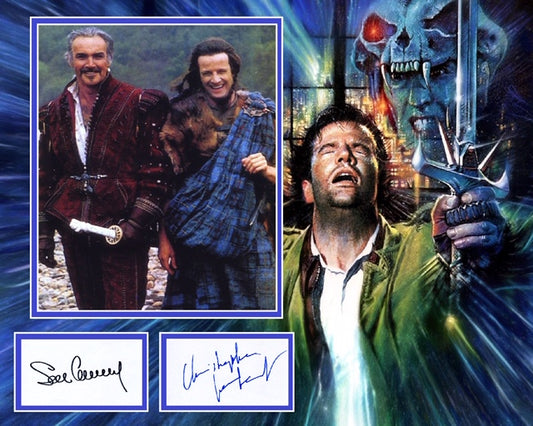 SEAN CONNERY AND CHRISTOPHER LAMBERT SIGNED HIGHLANDER PHOTO MOUNT UACC REG 242