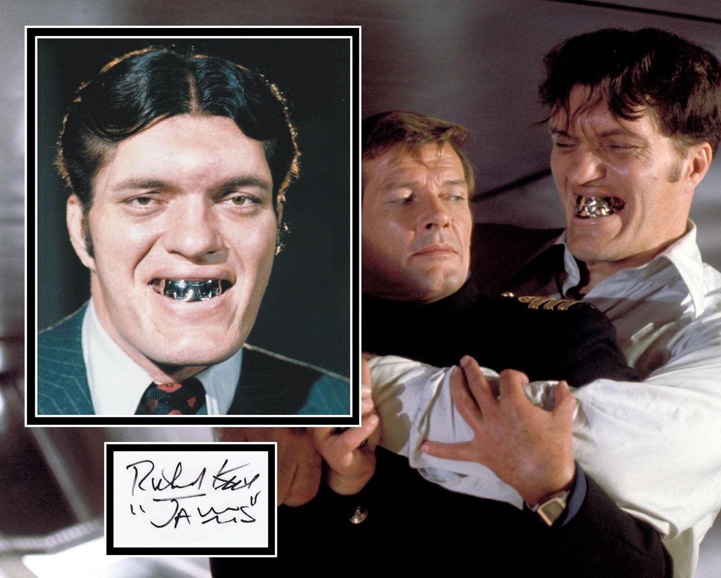 RICHARD KIEL SIGNED JAMES BOND JAWS PHOTO MOUNT