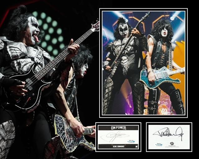 PAUL STANLEY AND GENE SIMMONS SIGNED KISS PHOTO MOUNT ALSO ACOA