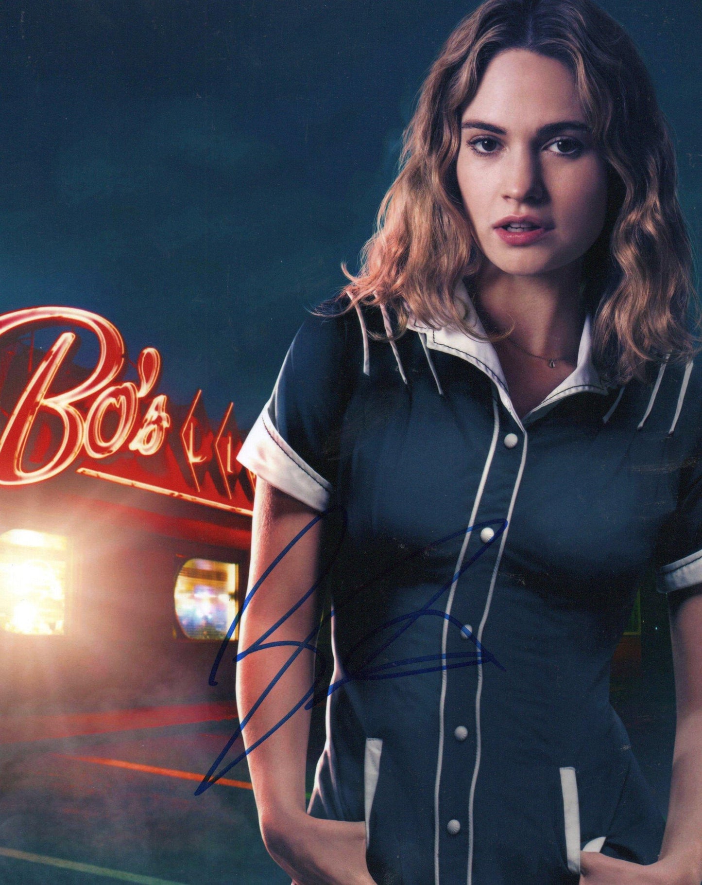 LILY JAMES SIGNED BABY DRIVER 10X8 PHOTO (2)
