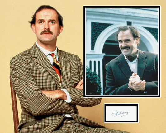 JOHN CLEESE SIGNED FAWLTY TOWERS PHOTO MOUNT