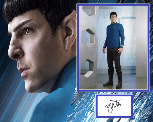 ZACHARY QUINTO SIGNED STAR TREK  PHOTO MOUNT UACC REG 242 ACOA