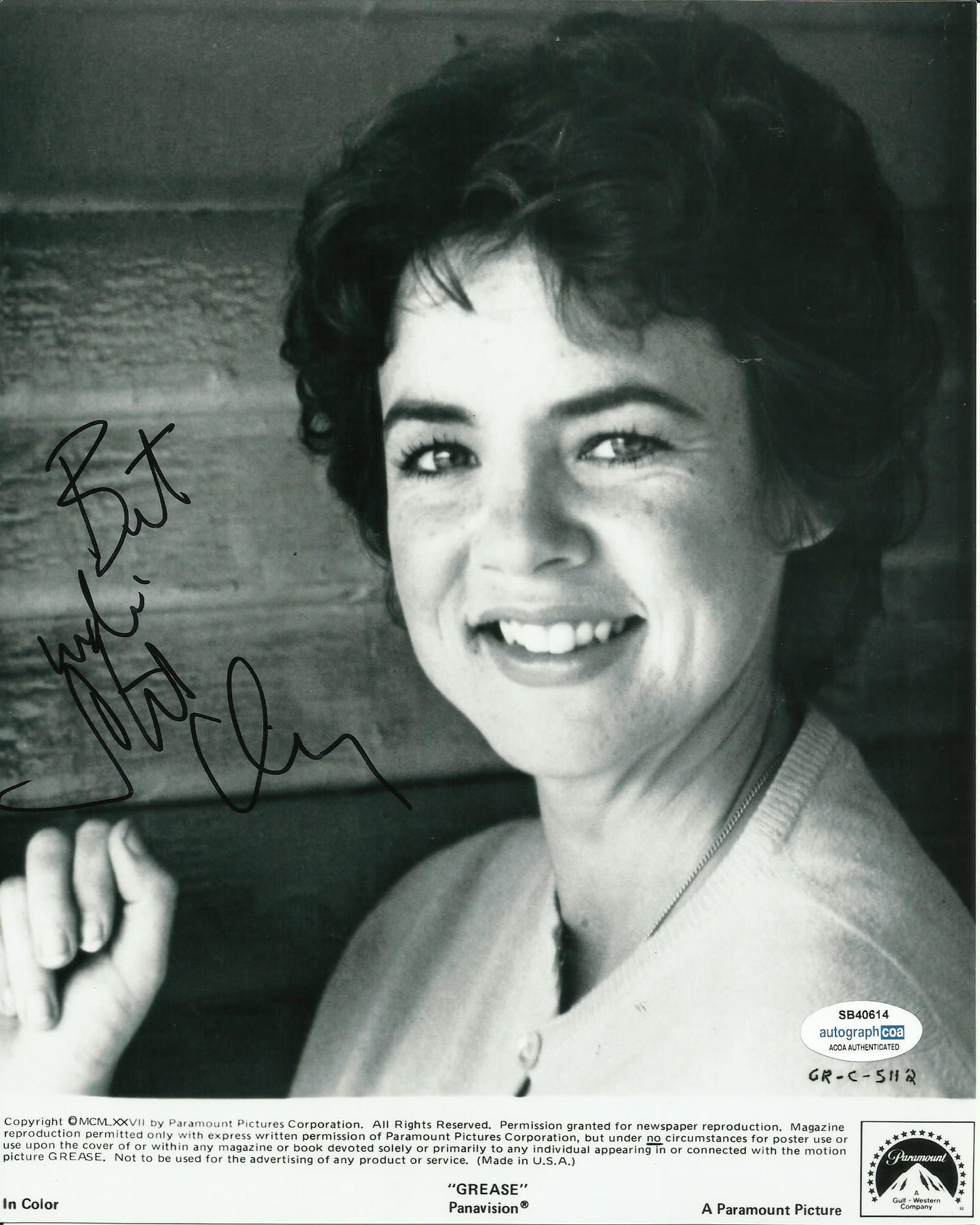 STOCKARD CHANNING SIGNED GREASE 10X8 PHOTO (1) ALSO ACOA CERTIFIED