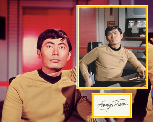 GEORGE TAKEI SIGNED STAR TREK PHOTO MOUNT
