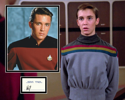 WIL WHEATON SIGNED STAR TREK PHOTO MOUNT