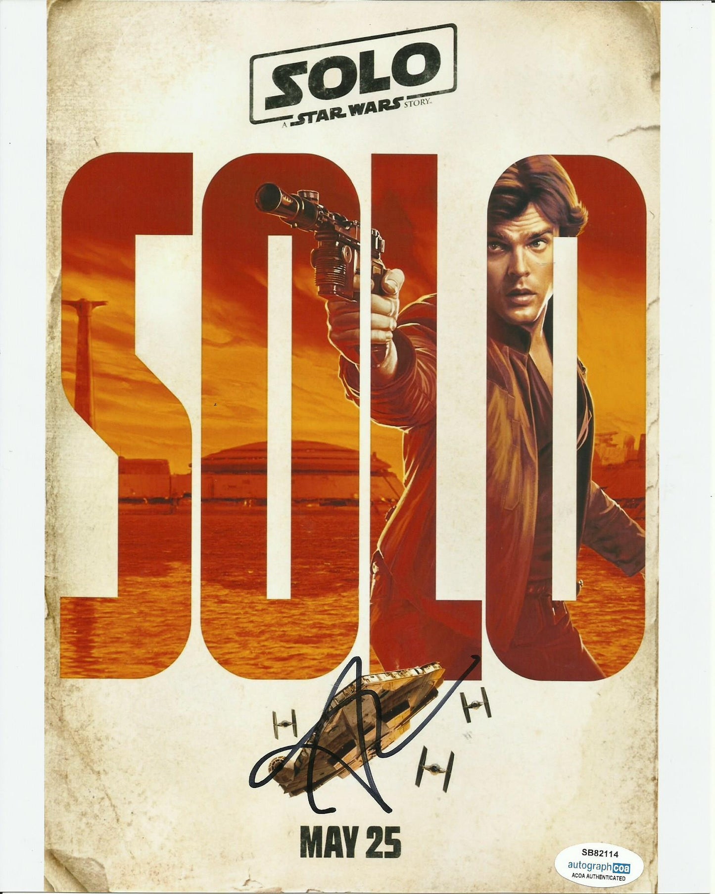 ALDEN EHRENREICH SIGNED SOLO 8X10 PHOTO ALSO ACOA (1)