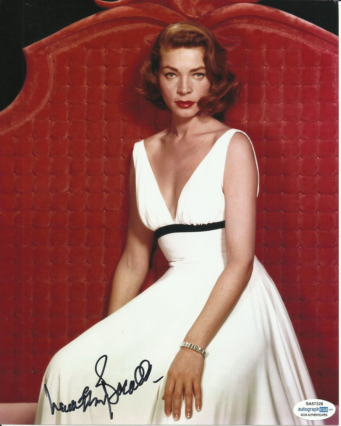 LAUREN BACALL SIGNED SEXY 10X8 PHOTO  also ACOA certified