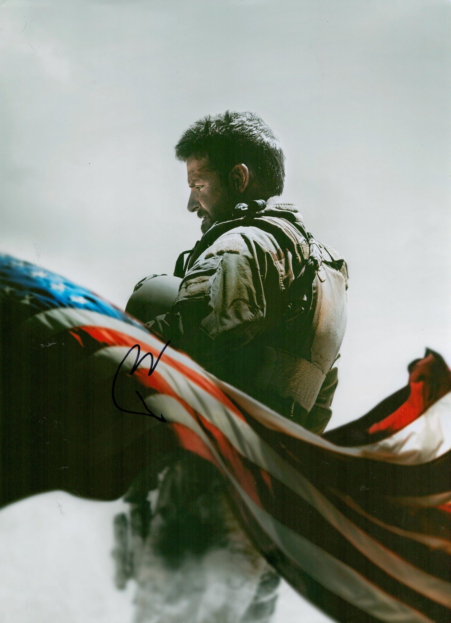 BRADLEY COOPER SIGNED LARGE AMERICAN SNIPER PHOTO
