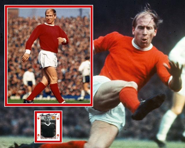 SIR BOBBY CHARLTON SIGNED MAN UTD PHOTO MOUNT