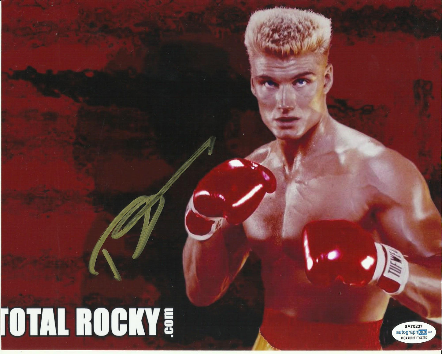 DOLPH LUNDGREN SIGNED ROCKY 4 8X10 PHOTO (1) ALSO ACOA CERTIFIED