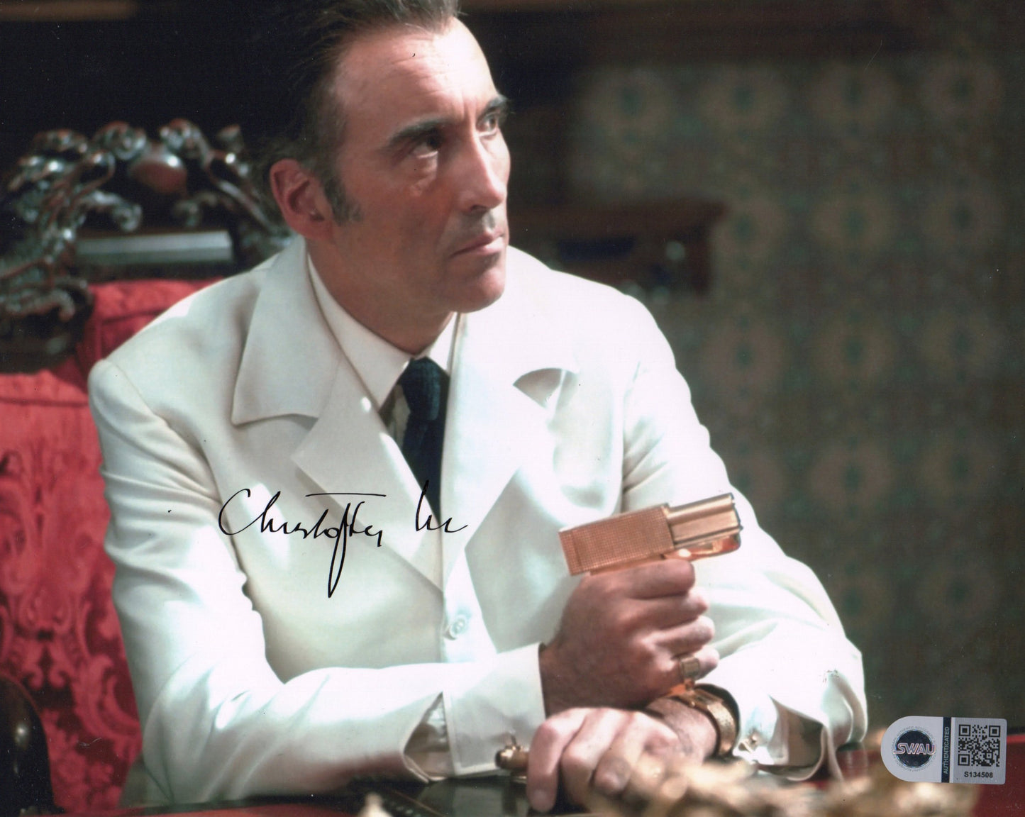 CHRISTOPHER LEE SIGNED JAMES BOND 8X10 PHOTO ALSO SWAU