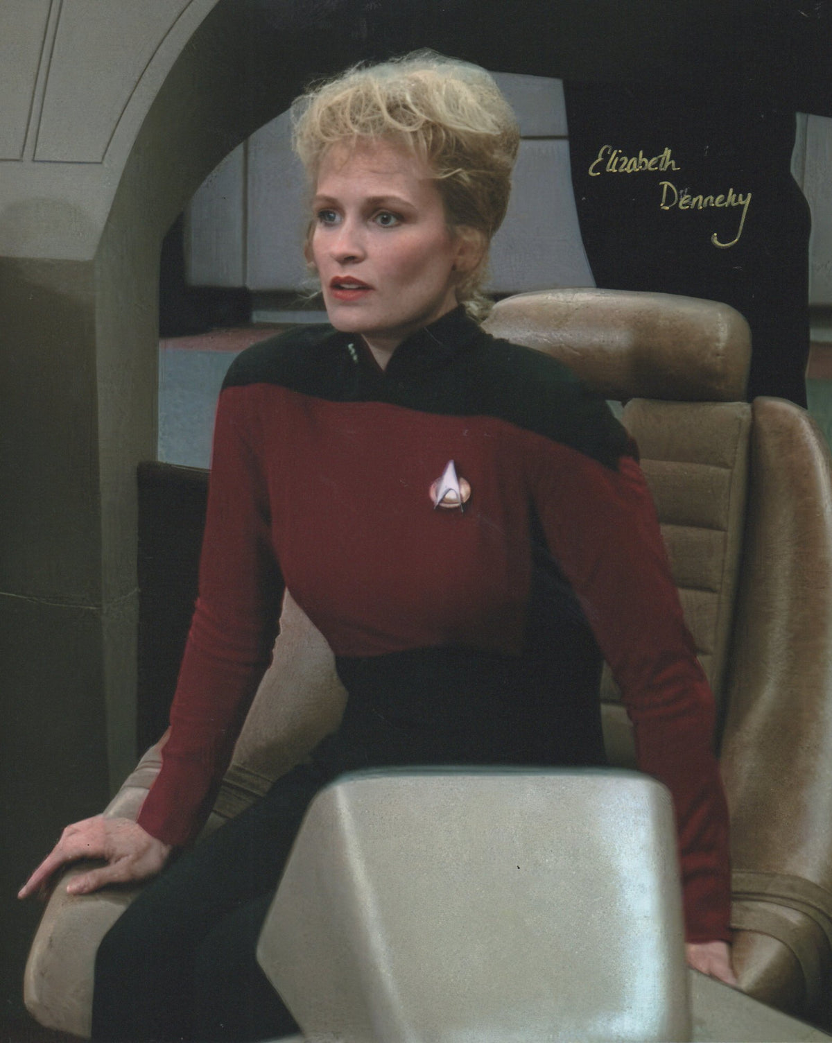 ELIZABETH DENNEHY SIGNED STAR TREK 8X10 PHOTO