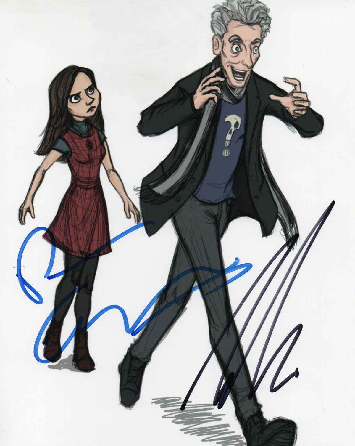 PETER CAPALDI AND JENNA COLEMAN SIGNED DR WHO 8X10 PHOTO