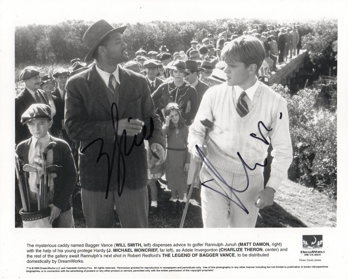 WILL SMITH AND MATT DAMON SIGNED THE LEGEND OF BAGGER VANCE 8X10 PHOTO