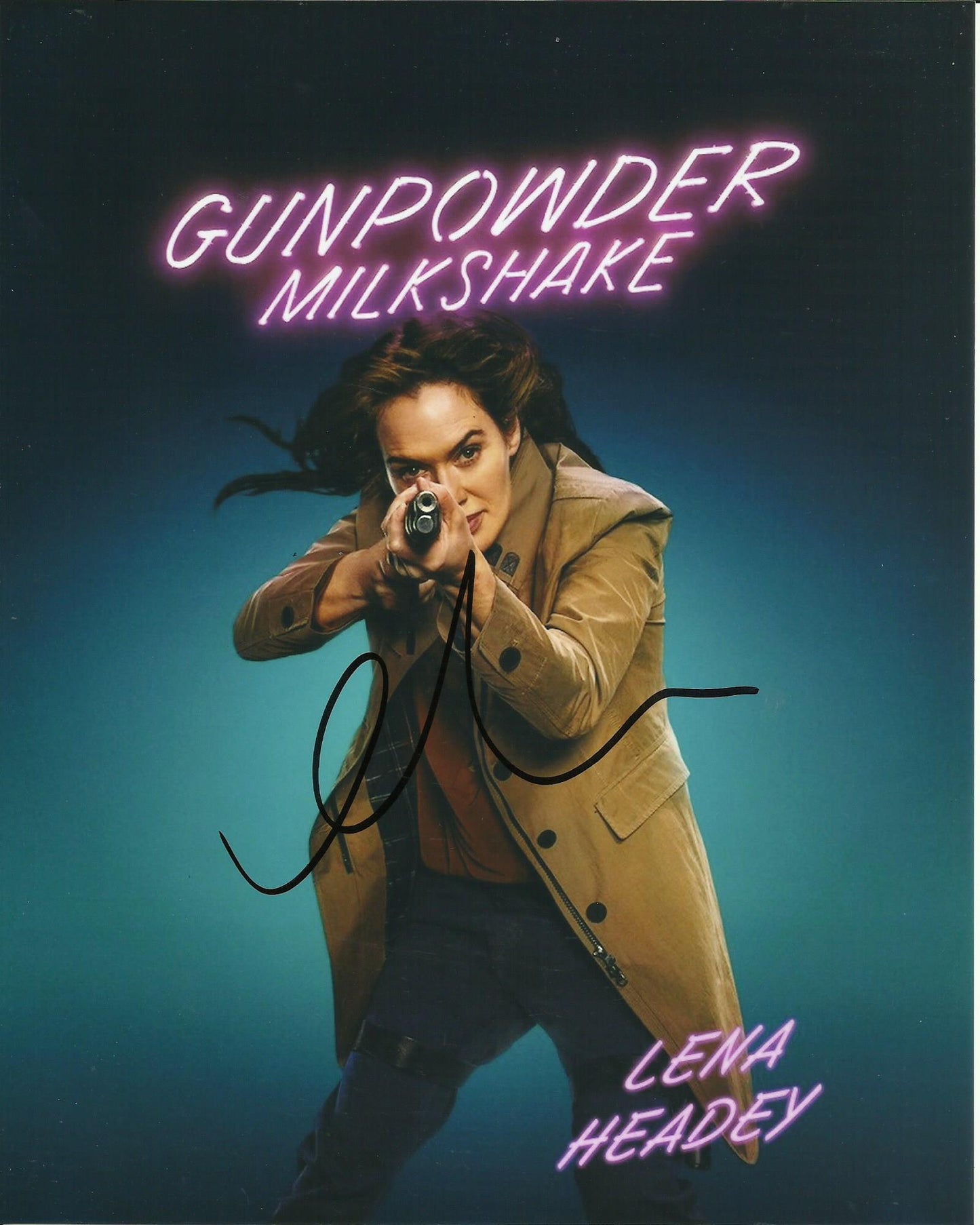 LENA HEADEY SIGNED GUNPOWDER MILKSHAKE 10X8 PHOTO