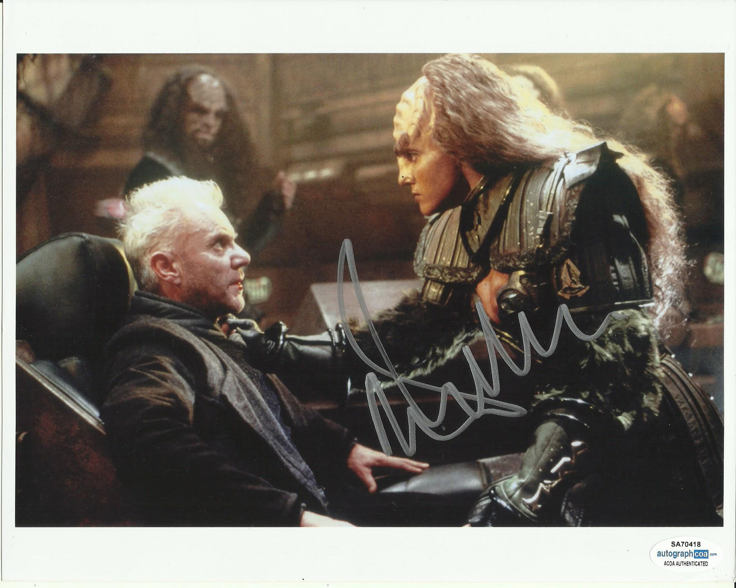 MALCOLM McDOWELL SIGNED STAR TREK 8X10 PHOTO  ALSO ACOA CERTIFIED