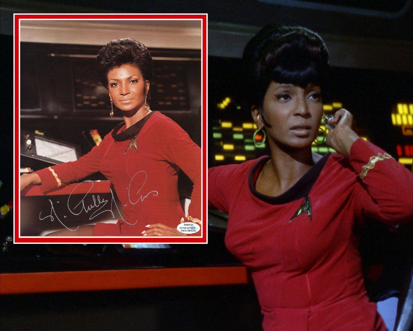 NICHELLE NICHOLS SIGNED STAR TREK PHOTO MOUNT ALSO ACOA