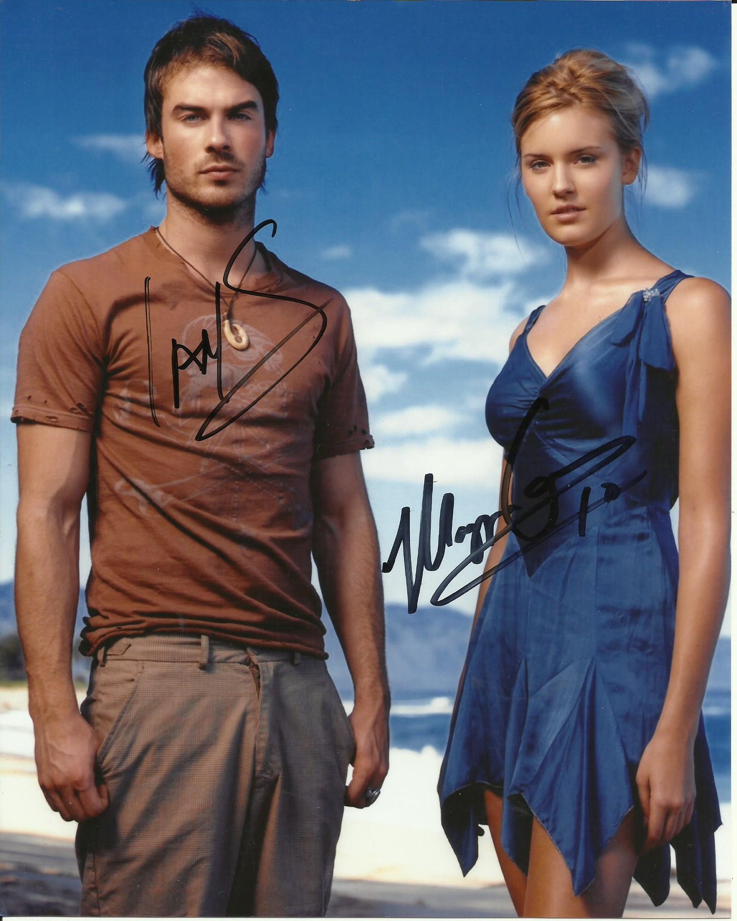 IAN SOMERHALDER AND MAGGIE GRACE SIGNED LOST 8X10 PHOTO