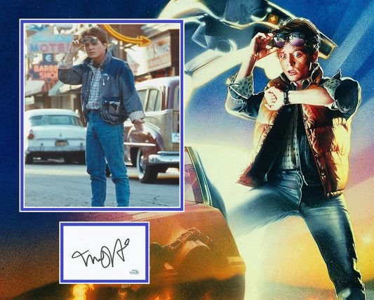 MICHAEL J FOX SIGNED BACK TO THE FUTURE PHOTO MOUNT ALSO ACOA