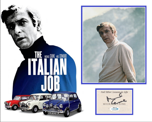 MICHAEL CAINE SIGNED ITALIAN JOB PHOTO MOUNT ALSO ACOA