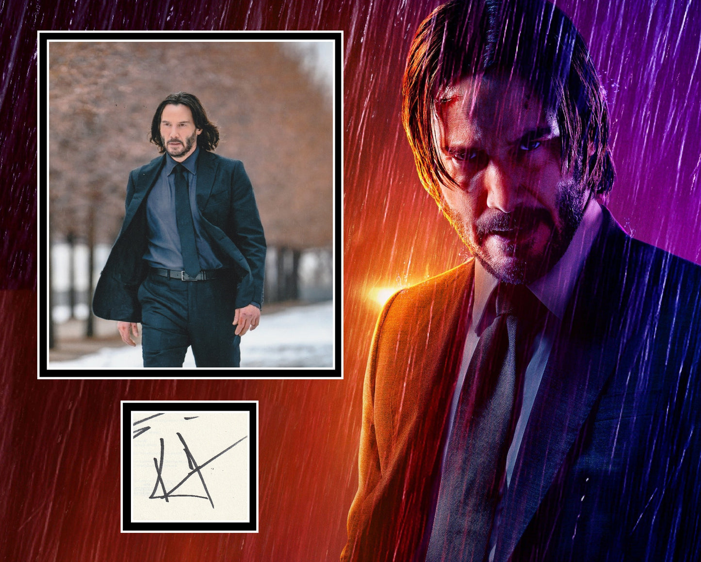 KEANU REEVES SIGNED JOHN WICK PHOTO MOUNT