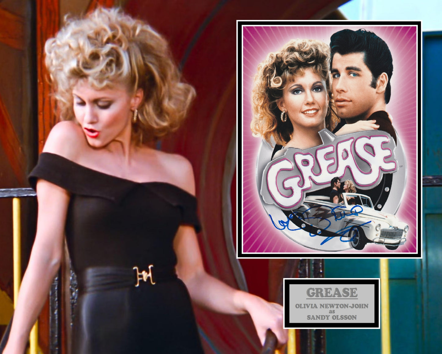 OLIVIA NEWTON-JOHN SIGNED GREASE PHOTO MOUNT