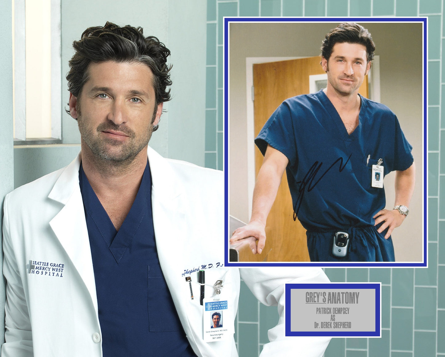 PATRICK DEMPSEY SIGNED GREY'S ANATOMY PHOTO MOUNT