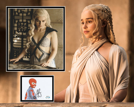 EMILIA CLARKE SIGNED GAME OF THRONES PHOTO MOUNT (2) ALSO ACOA