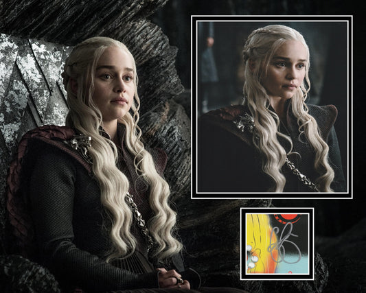 EMILIA CLARKE SIGNED GAME OF THRONES PHOTO MOUNT (1)