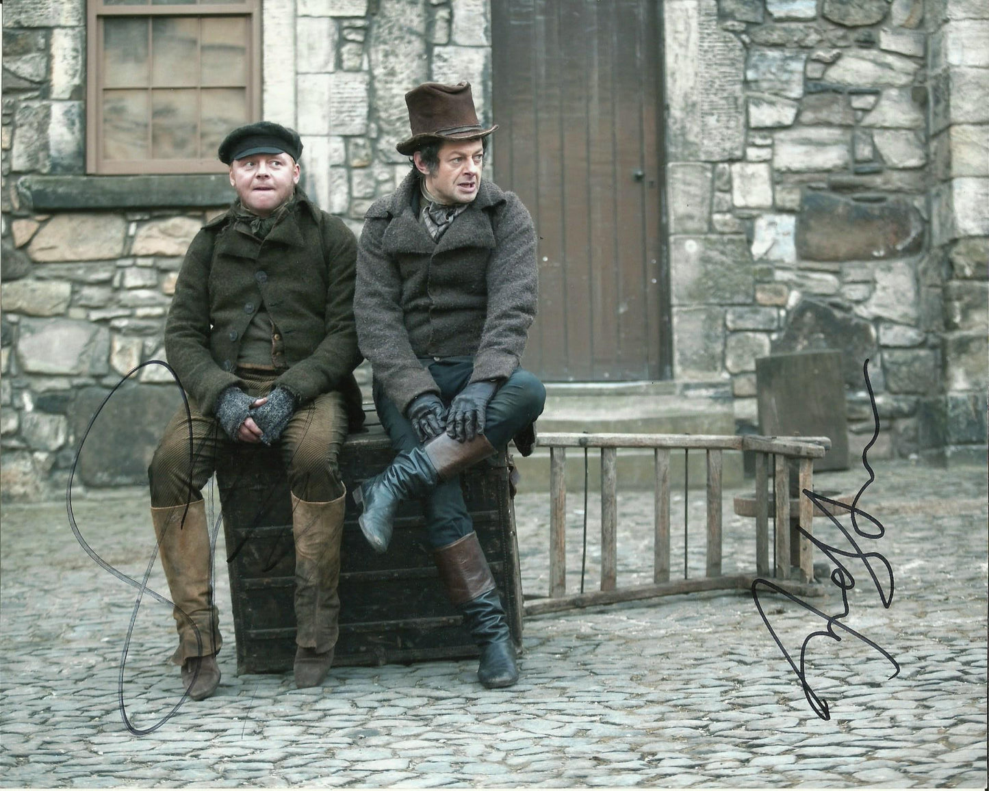 ANDY SERKIS AND SIMON PEGG SIGNED BURKE AND HARE 8X10 PHOTO