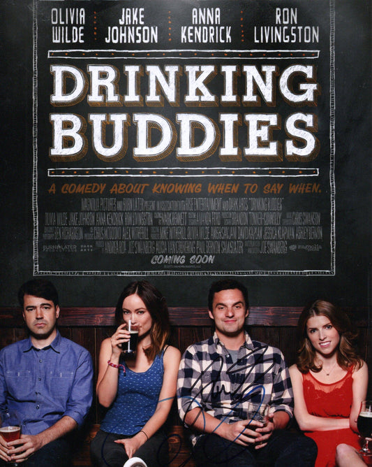 ANNA KENDRICK AND JAKE JOHNSON SIGNED DRINKING BUDDIES 12X8 PHOTO (1)