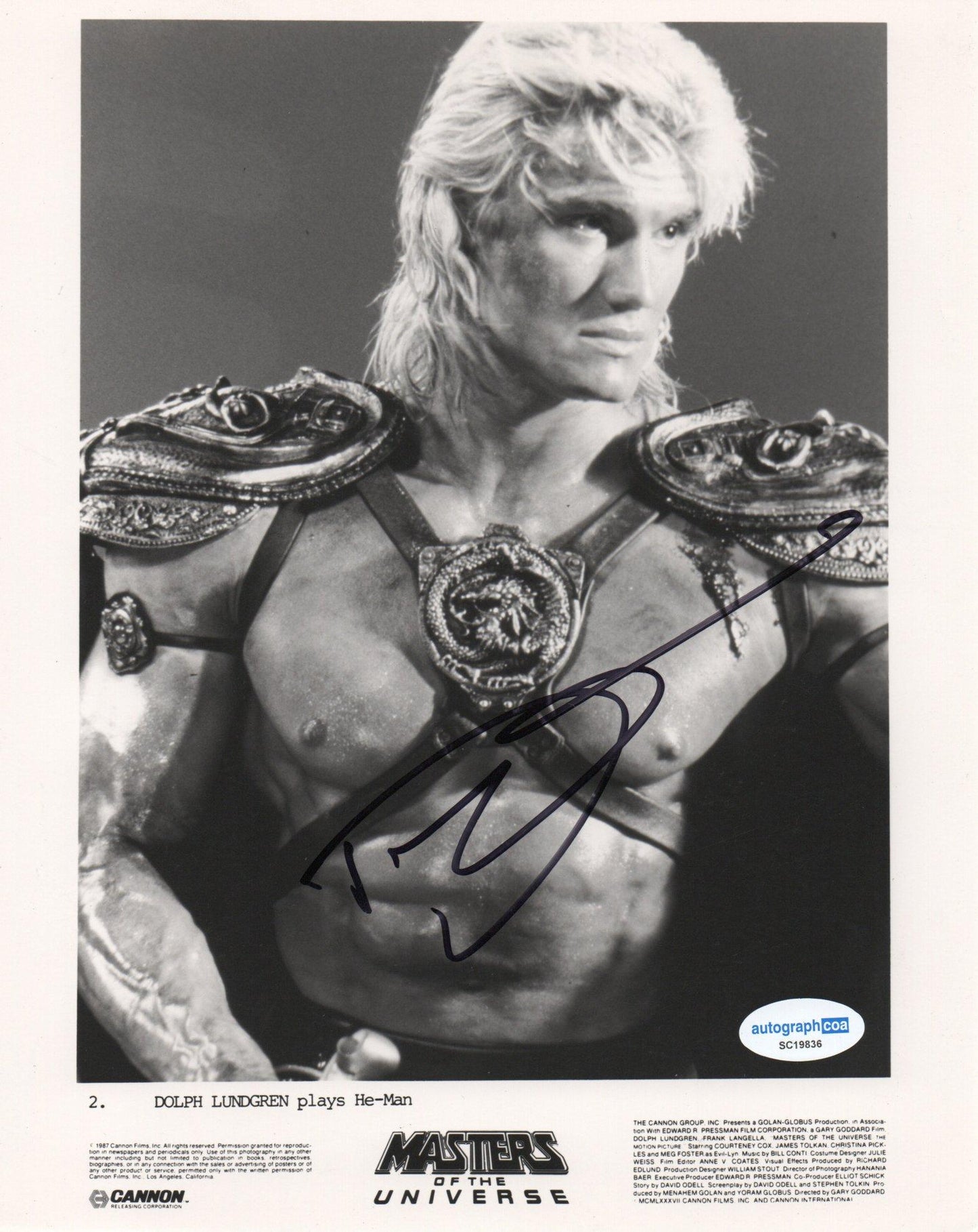 DOLPH LUNDGREN SIGNED MASTERS OF THE UNIVERSE 8X10 PHOTO ALSO ACOA CERTIFIED (3)