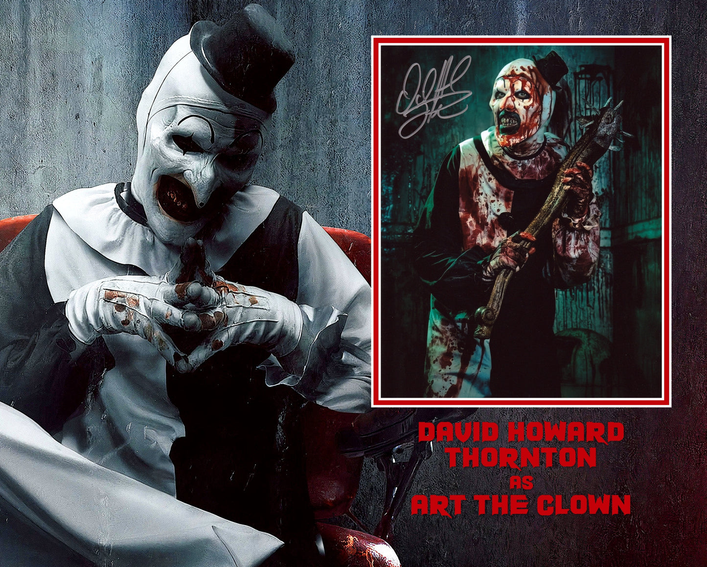 DAVID HOWARD THORNTON SIGNED TERRIFIER PHOTO MOUNT