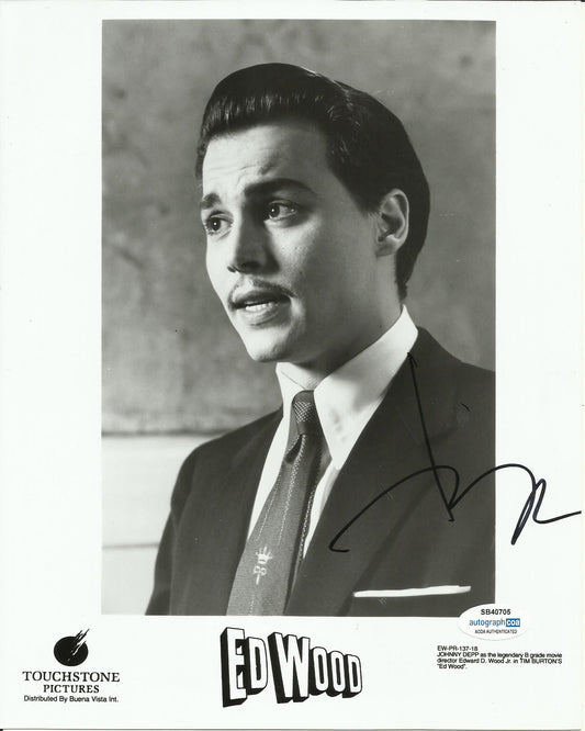 JOHNNY DEPP SIGNED 8X10 ED WOOD PHOTO (1) ALSO ACOA CERTIFIED